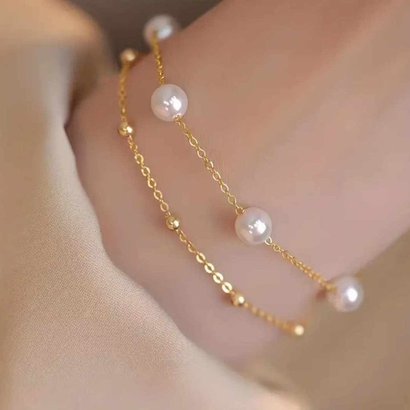 Golden Dewdrop Pearl Bracelet