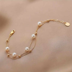 Golden Dewdrop Pearl Bracelet