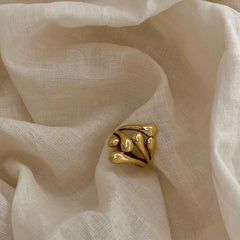 Golden Droplet Trio Open Ring