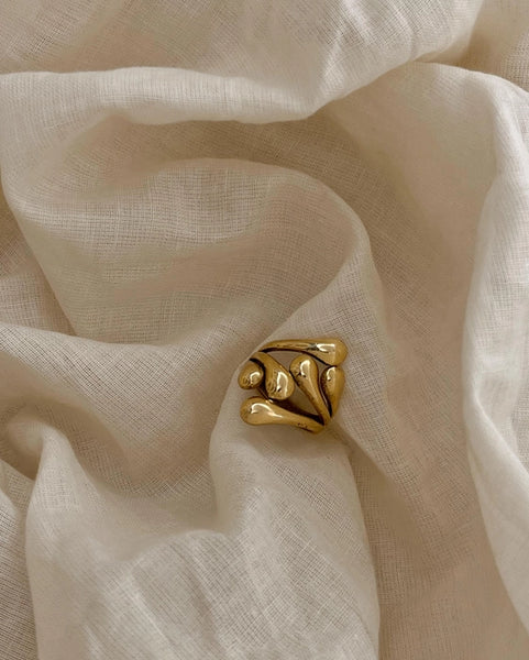 Golden Droplet Trio Open Ring