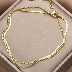 Golden Duo Layered Anklet