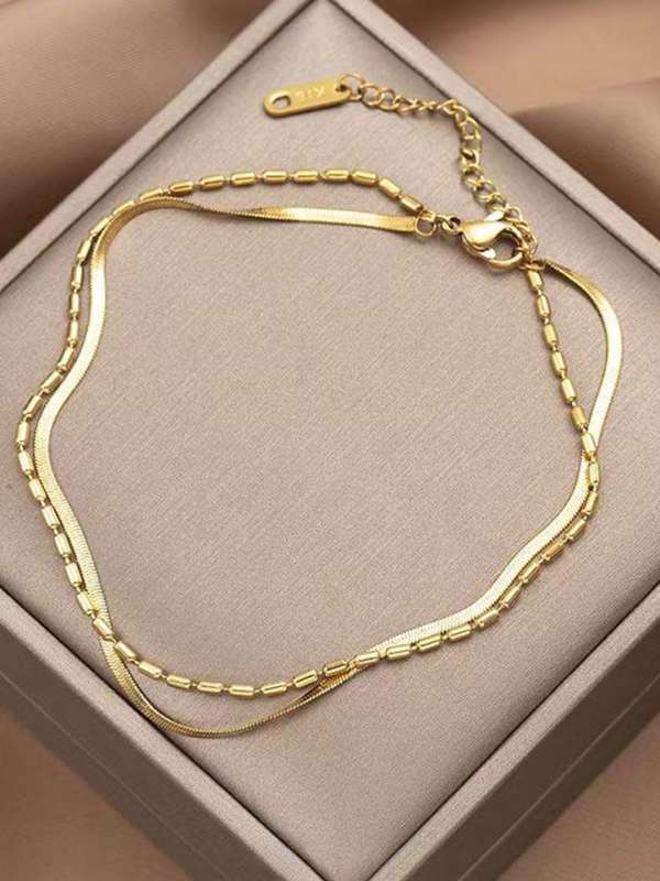 Golden Duo Layered Anklet