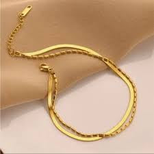 Golden Duo Layered Anklet