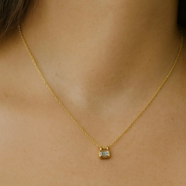 Golden Glint Baguette Necklace