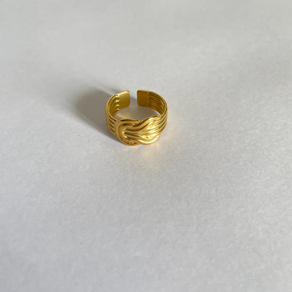 Golden Knot Twist Adjustable Ring