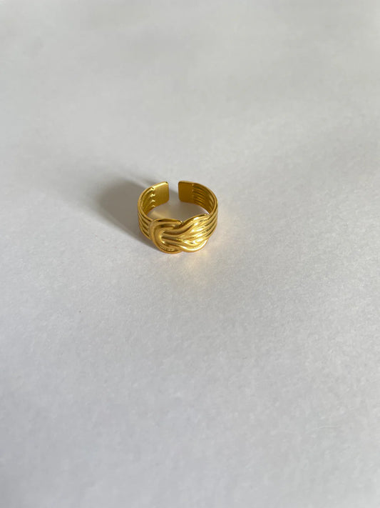 Golden Knot Twist Adjustable Ring