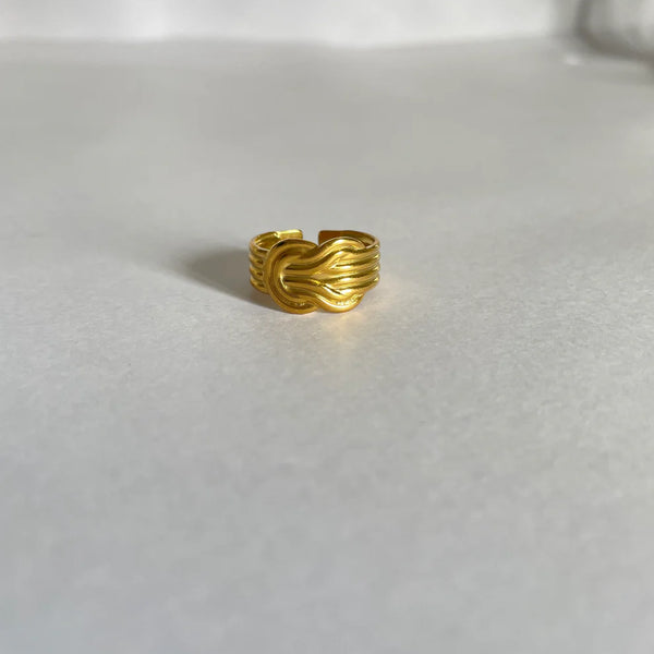 Golden Knot Twist Adjustable Ring