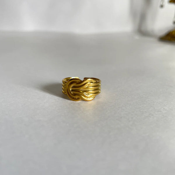 Golden Knot Twist Adjustable Ring