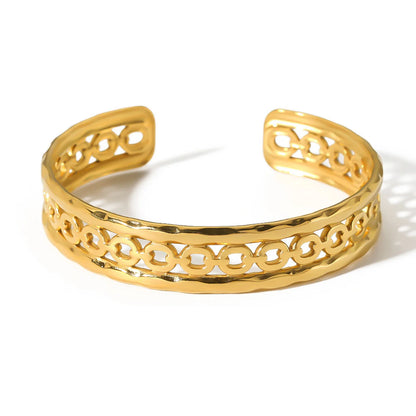 Golden Link Cutout Cuff Bracelet