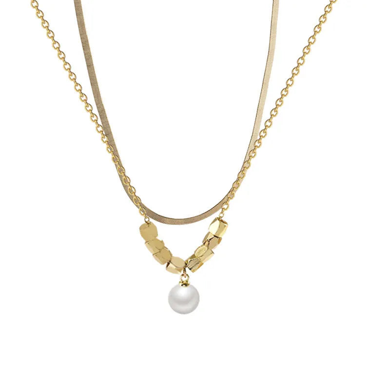 Golden Luxe Layered Pearl Necklace Set