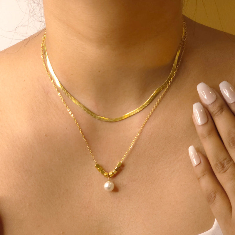 Golden Luxe Layered Pearl Necklace Set