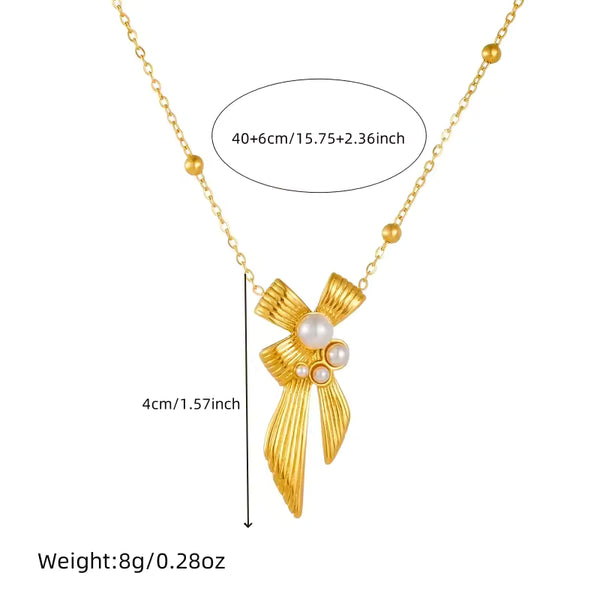 Golden Petal Pearl Necklace