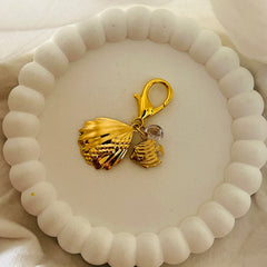 Golden Scallop Shell Bag Charm