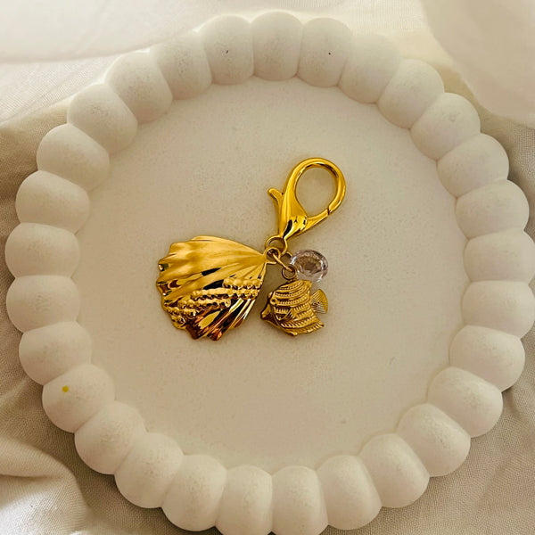 Golden Scallop Shell Bag Charm