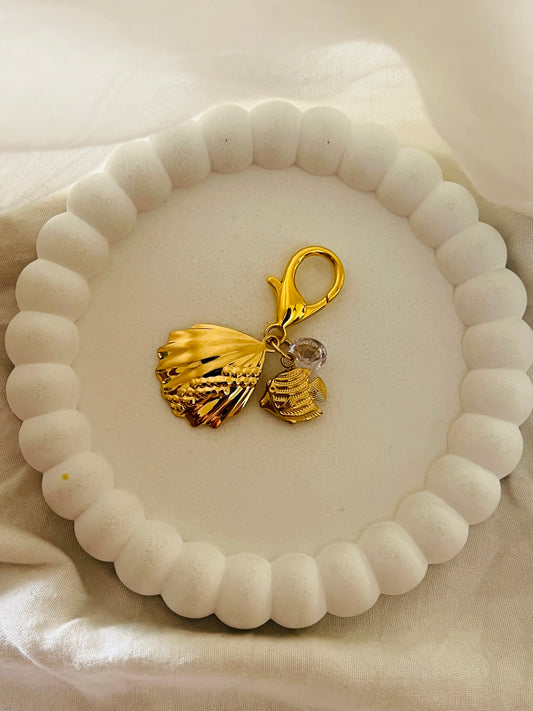 Golden Scallop Shell Bag Charm