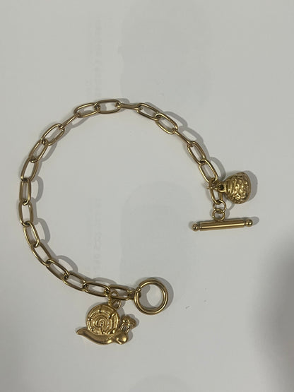 Golden Snail Link Charm Chain Bracelet