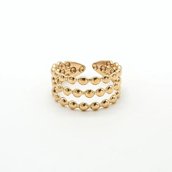 Golden Trio Beaded Stackable Ring