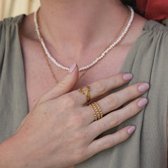Golden Trio Beaded Stackable Ring