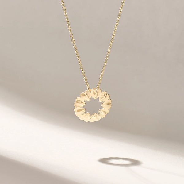 Heart Halo Gold Plated Necklace – Radiant Circle of Love