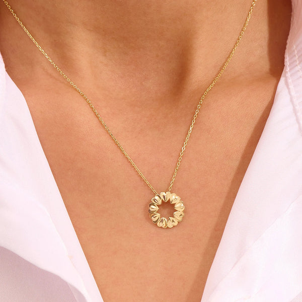 Heart Halo Gold Plated Necklace – Radiant Circle of Love