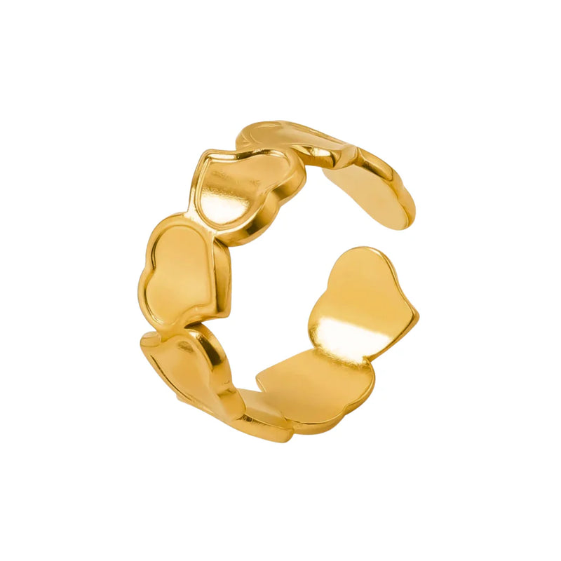 Heart Stacks Adjustable Gold Ring