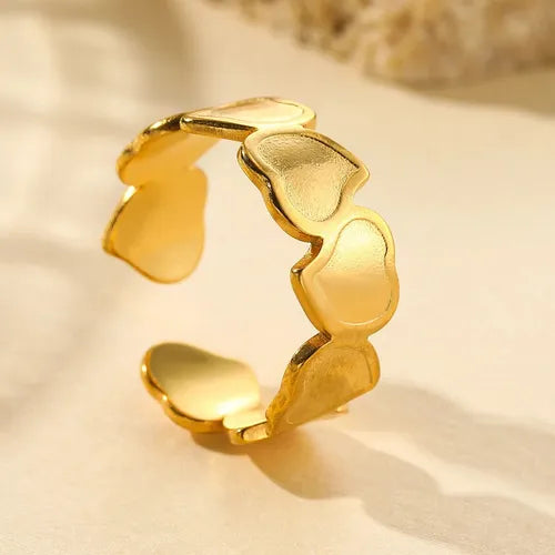 Heart Stacks Adjustable Gold Ring