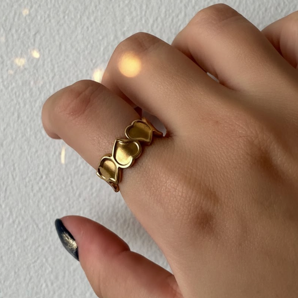 Heart Stacks Adjustable Gold Ring