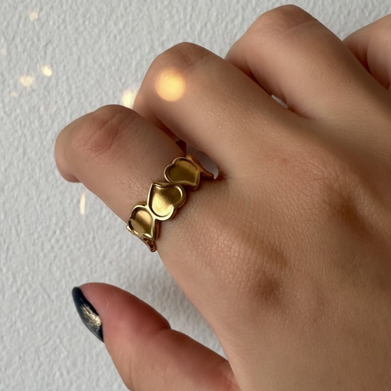 Heart Stacks Adjustable Gold Ring