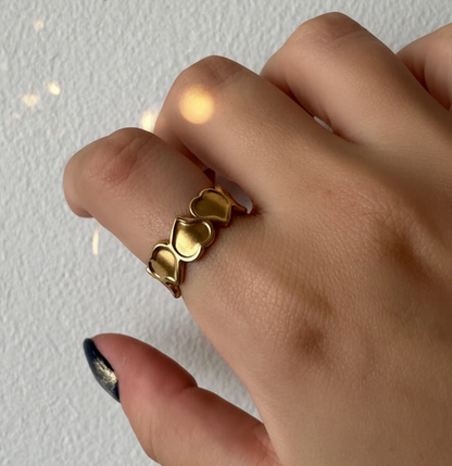 Heart Stacks Adjustable Gold Ring