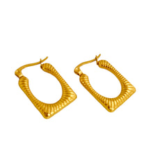 Textured Gold Rectangular Hoop Earrings