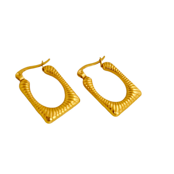 Textured Gold Rectangular Hoop Earrings