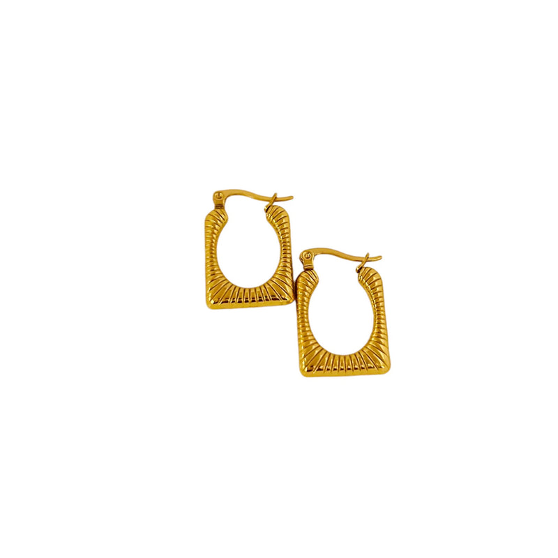 Textured Gold Rectangular Hoop Earrings
