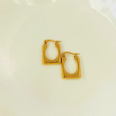 Textured Gold Rectangular Hoop Earrings