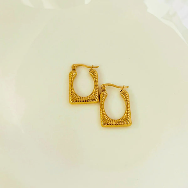 Textured Gold Rectangular Hoop Earrings
