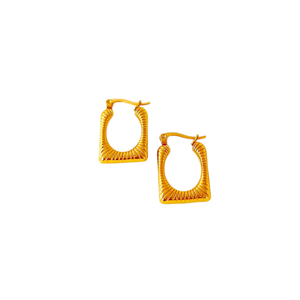 Textured Gold Rectangular Hoop Earrings