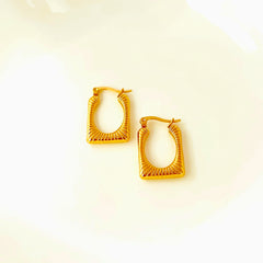 Textured Gold Rectangular Hoop Earrings