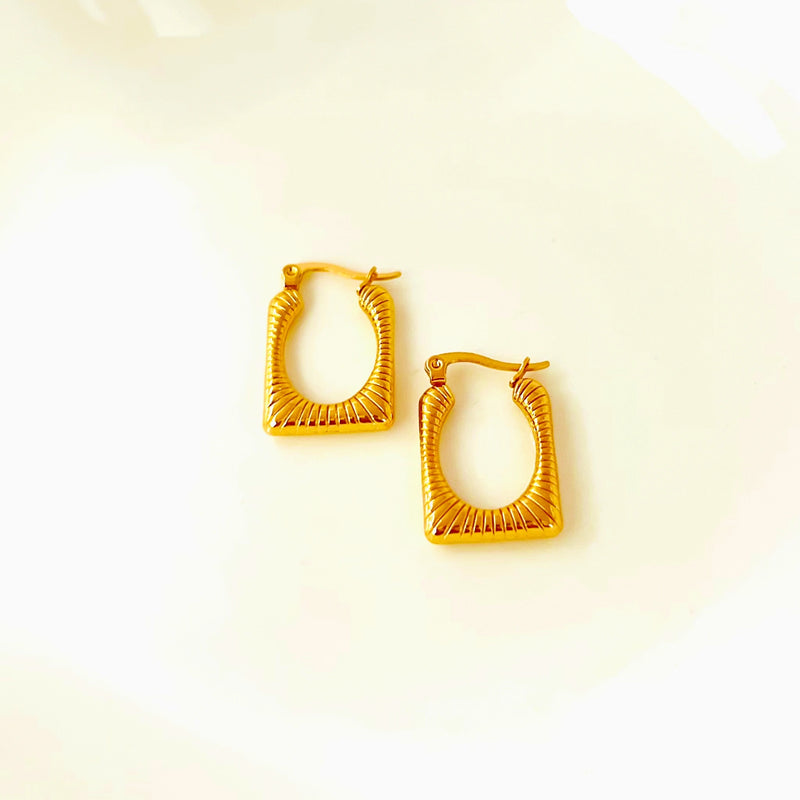 Textured Gold Rectangular Hoop Earrings