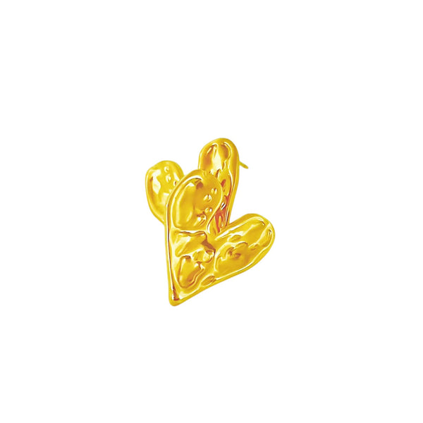 Hammered Gold Heart Earrings