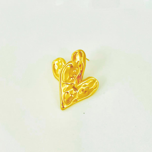 Hammered Gold Heart Earrings