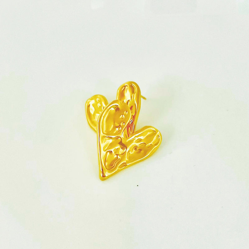 Hammered Gold Heart Earrings