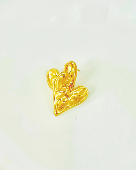 Hammered Gold Heart Earrings