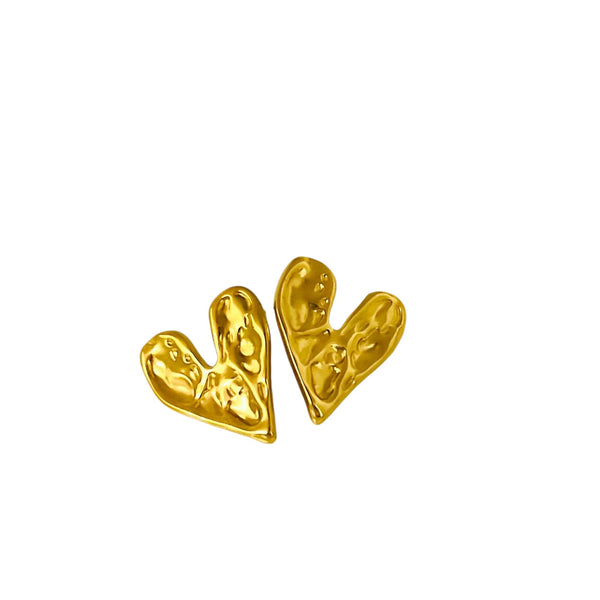 Hammered Gold Heart Earrings