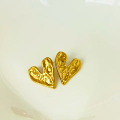Hammered Gold Heart Earrings