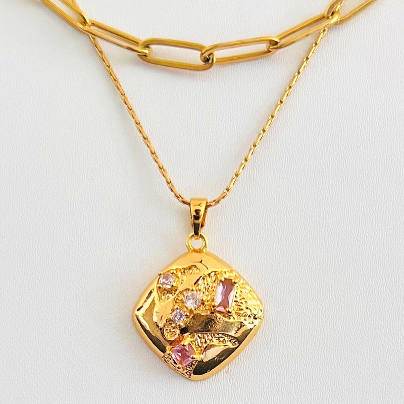 Layered Crystal Necklace with Crystals