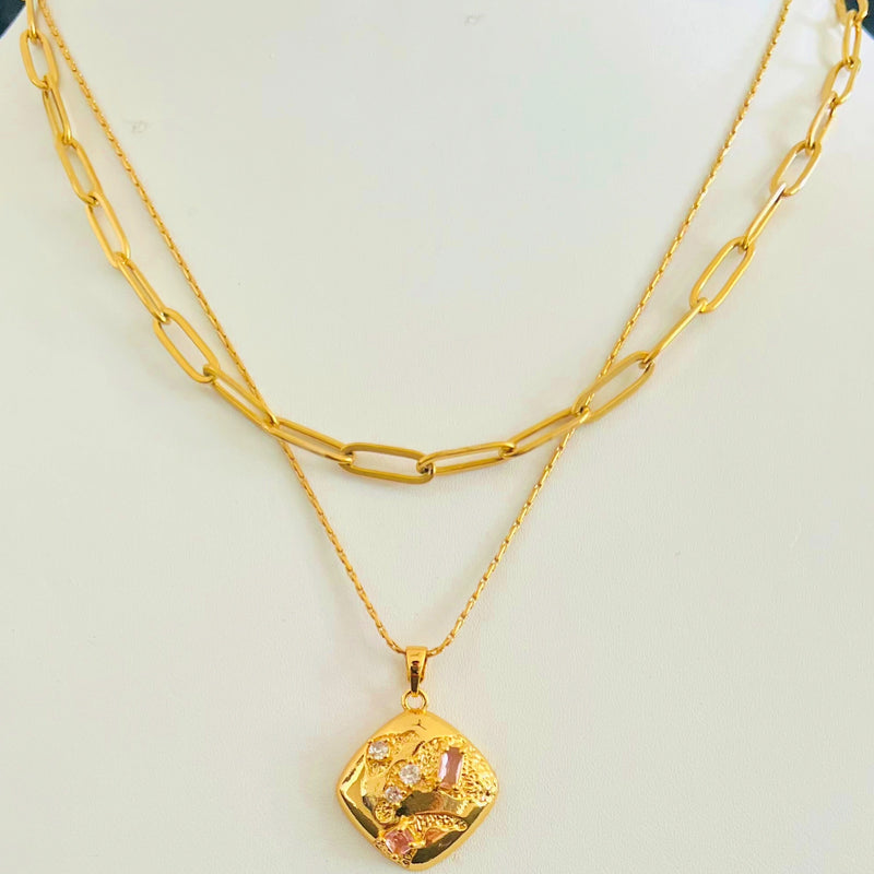 Layered Crystal Necklace with Crystals