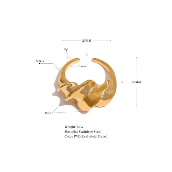 Leaf Flow Adjustable Gold Ring