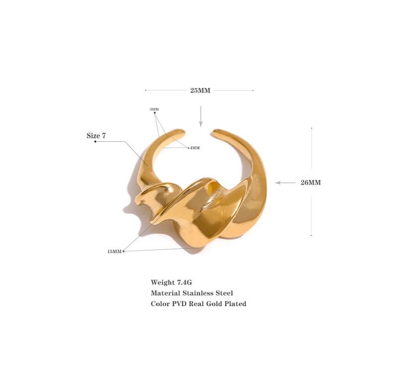 Leaf Flow Adjustable Gold Ring