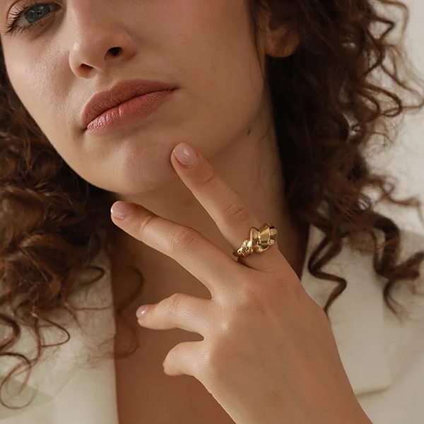 Leaf Flow Adjustable Gold Ring