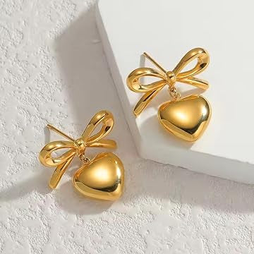 Lovelle Bow Heart Earrings