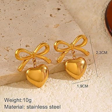 Lovelle Bow Heart Earrings